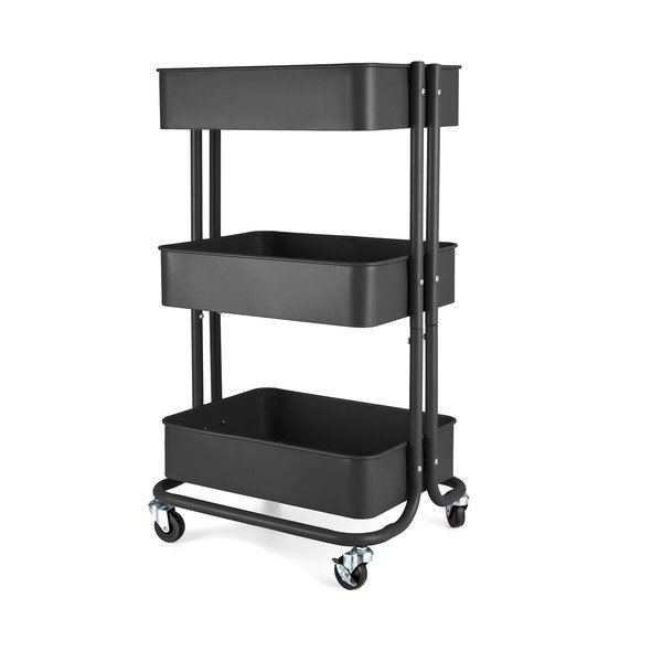 Črn kovinski regal na koleščkih 43x35 cm Grena – Compactor-image-1
