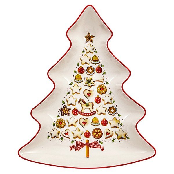 Rdeče-bela servirna skleda iz porcelana v obliki božične jelke Villeroy&Boch Tree-image-2