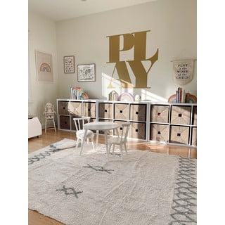 Modra/kremno bela pralna ročno tkana bombažna preproga 170x240 cm Atlas Natural – Lorena Canals