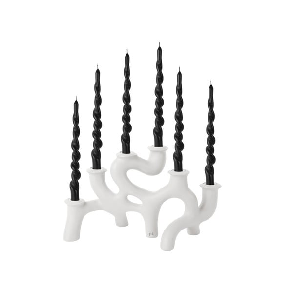 Beli svečnik iz poliresina Swirls - PT LIVING-image-2