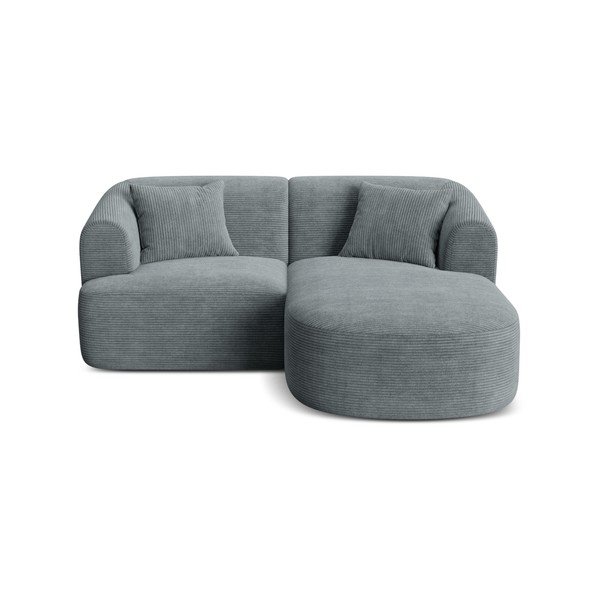 Temno siva kotna sedežna garnitura iz rebrastega žameta (desni kot/z ležalnikom) Campi – Cosmopolitan Design