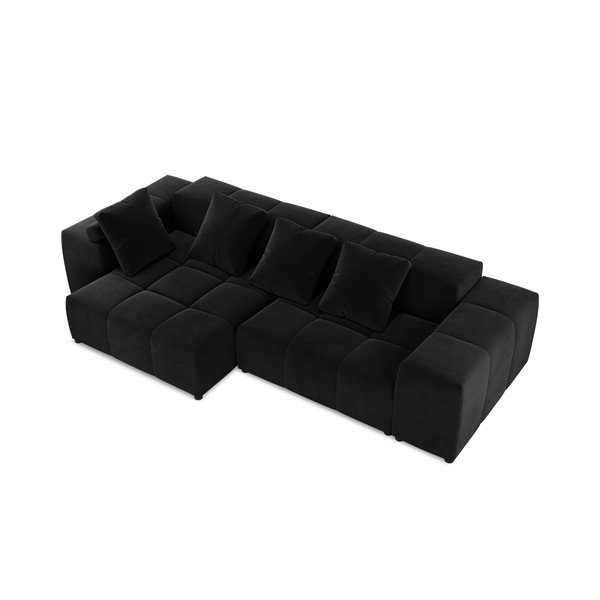 Črni žametni kotni kavč (obojestranski) Rome Velvet - Cosmopolitan Design -image-3