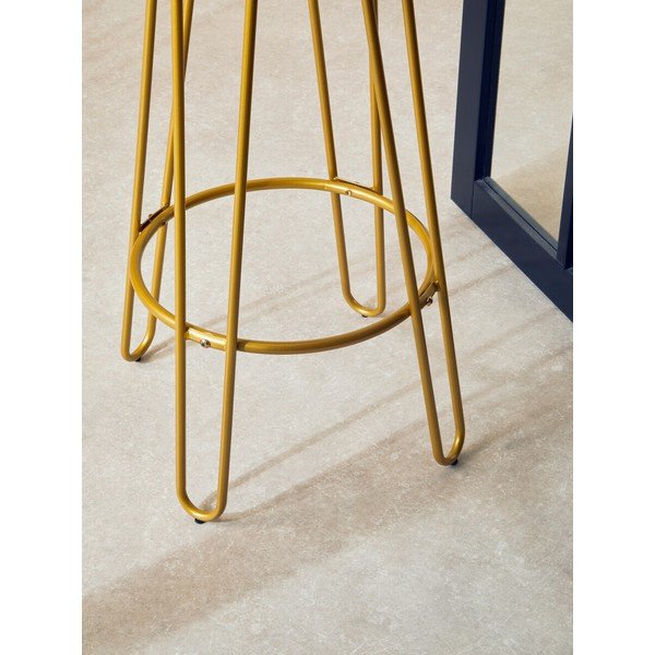 Barsko stol iz masivnega bresta v zlati barvi/v naravni barvi (višina sedeža 75 cm) District – Premier Housewares-image-3
