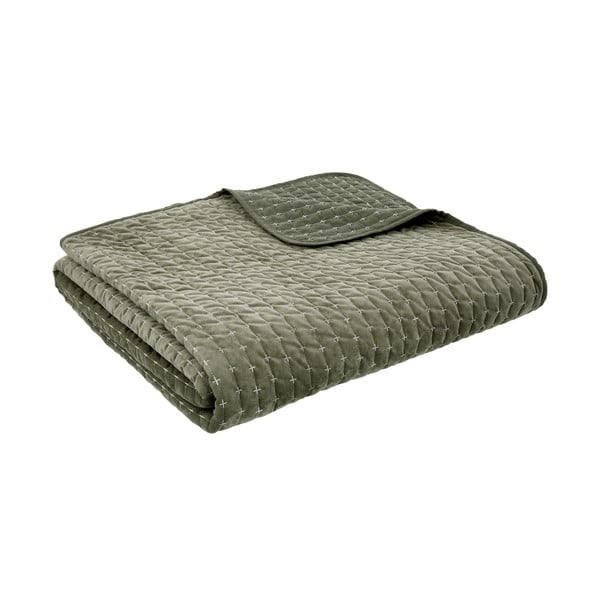 Zeleno prešito pregrinjalo 240x260 cm Attica Velvet Embroidered – Bianca