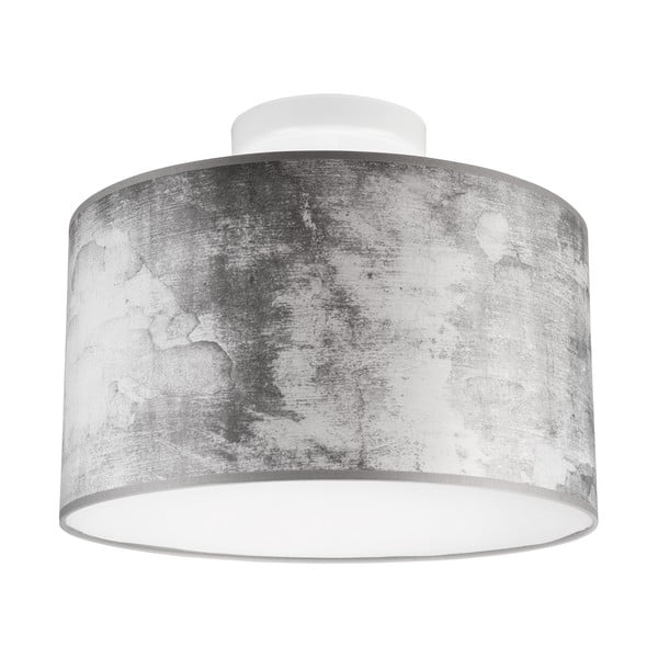 Siva stropna svetilka s tekstilnim senčnikom ø 35 cm Print – LAMKUR