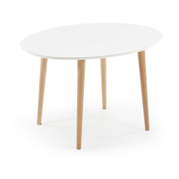 Raztegljiva jedilna miza z belo mizno ploščo 90x120 cm Oqui – Kave Home