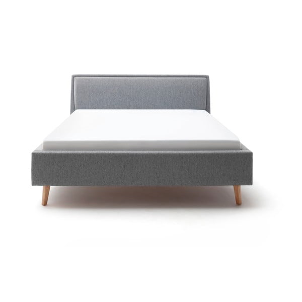 Siva oblazinjena zakonska postelja brez letvenega dna 180x200 cm Frieda – Meise Möbel-image-2