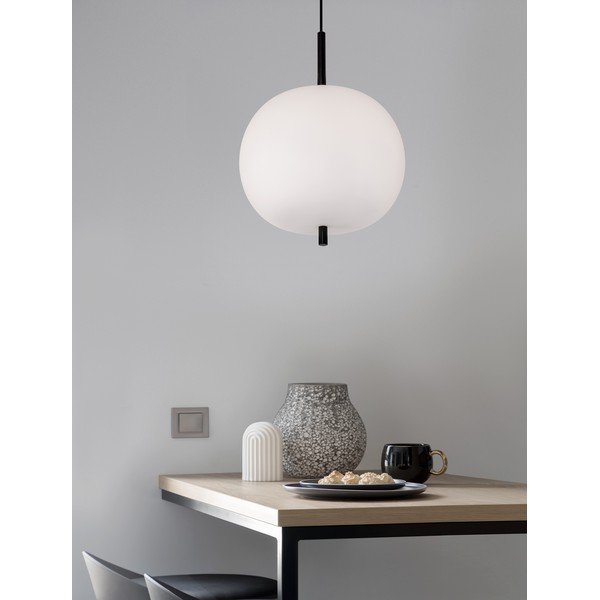 Bela/črna steklena viseča svetilka ø 30 cm Lato – Nova Luce-image-2