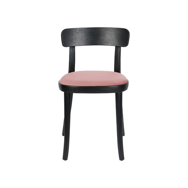 Komplet 2 črnih jedilnih stolov z rožnatim sedežem Dutchbone Brandon