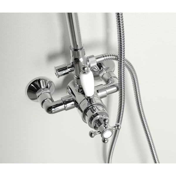 Medeninasta tuš garnitura v sijajno srebrni barvi s termostatsko armaturo s prho za glavo in ročno prho 142 cm Antea – Sapho-image-2