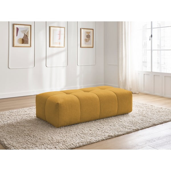 Gorčično rumen tabure iz šenilje Everest – Bobochic Paris-image-1