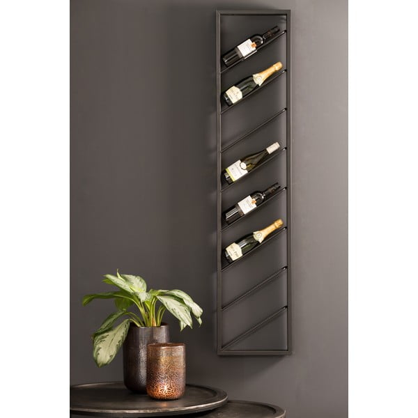 Črno stensko kovinsko držalo za vino število steklenic 8 36x160x6 cm Malbeo – Light & Living-image-1