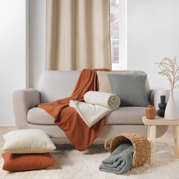 Rdeča/oranžna odeja iz flisa 180x220 cm Curly Wooly – douceur d'intérieur-image-3