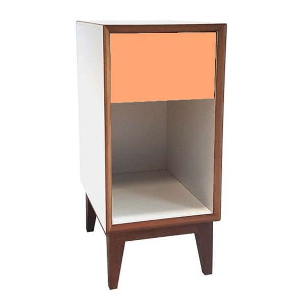Mala nočna omarica z belim okvirjem in oranžnim predalom Ragaba PIX