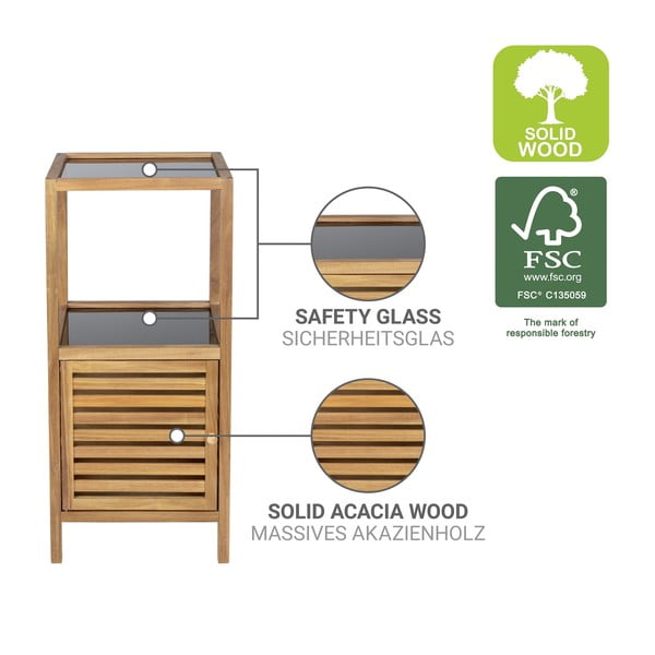 Črna/naravna nizka ozka kopalniška omarica iz masivne akacije 39,5x86 cm Fondi – Wenko-image-3