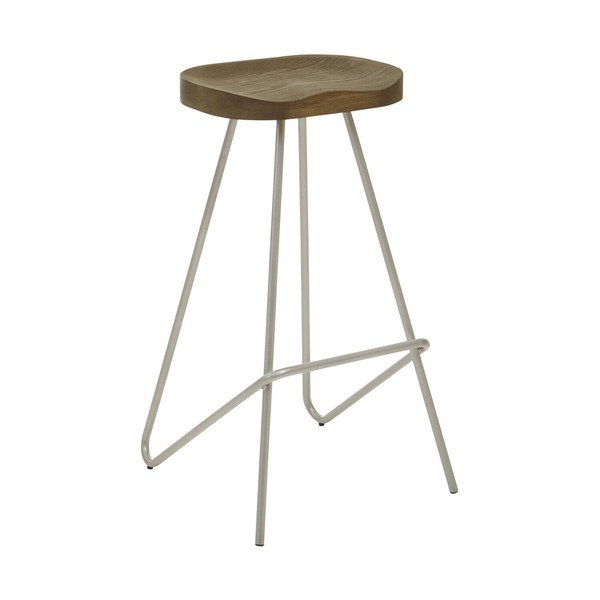 Barsko stol iz masivnega bresta v srebrni barvi/v naravni barvi (višina sedeža 78 cm) District – Premier Housewares