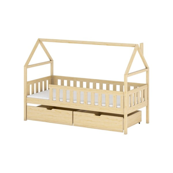 Majhna otroška postelja iz borovega lesa s prostorom za shranjevanje 80x180 cm Domi - Lano Meble