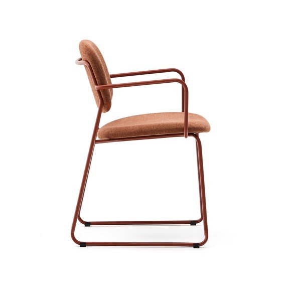 Kovinski jedilni stol z nasloni za roke v barvi terakote Meli – Kave Home-image-3