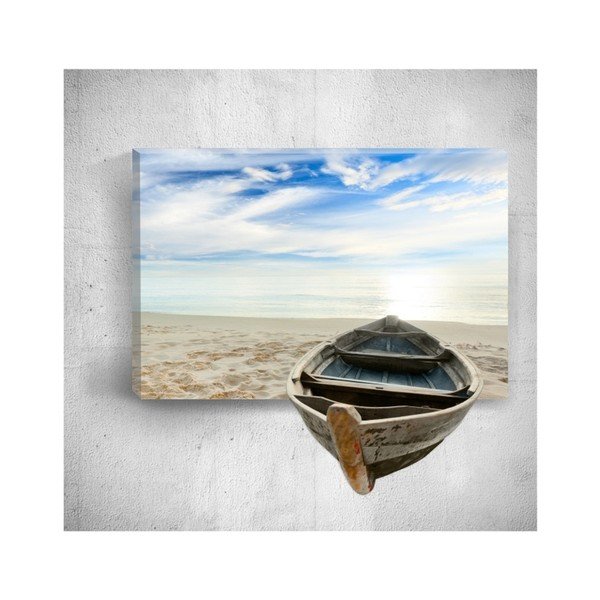 3D stenska umetnost Mosticx Čoln na plaži, 40 x 60 cm