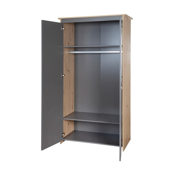 Antracitno siva/naravna otroška garderobna omara v hrastovem dekorju 50x190x96 cm Anna – Roba-image-3