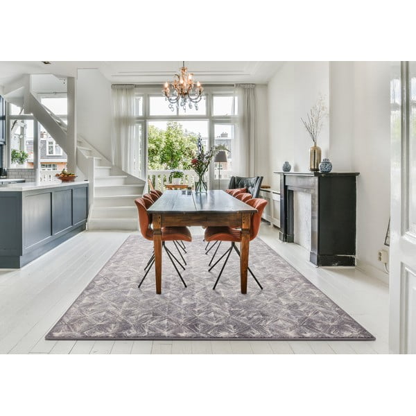 Siva volnena preproga 160x240 cm Moire – Agnella-image-1