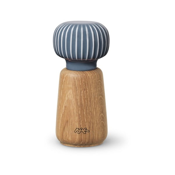Mlinček za začimbe iz hrastovega lesa z antracitno-sivimi porcelanastimi detajli Kähler Design Hammershoi, višina 13 cm