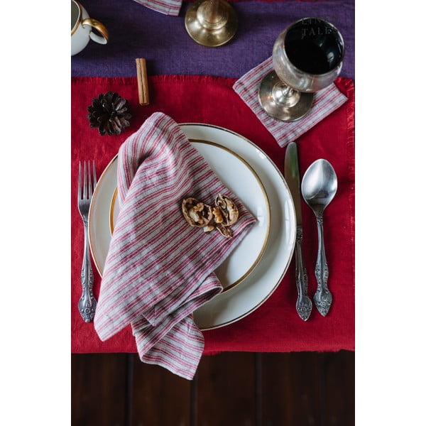 Rdeči podstavki za kozarce v kompletu 4 ks – Linen Tales-image-1