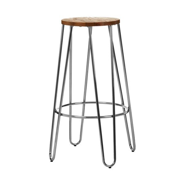 Barsko stol iz masivnega bresta v srebrni barvi/v naravni barvi (višina sedeža 75 cm) District – Premier Housewares-image-4