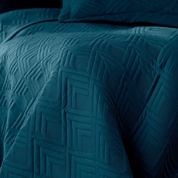 Modrozeleno prešito pregrinjalo iz mikrovlaken 220x240 cm Ophelia – Restilo-image-2