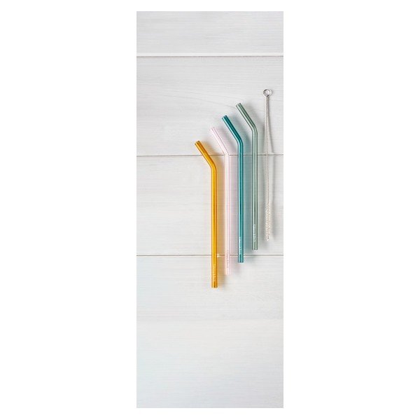 Komplet 4 steklenih slamic Villeroy & Boch in ščetka-image-1