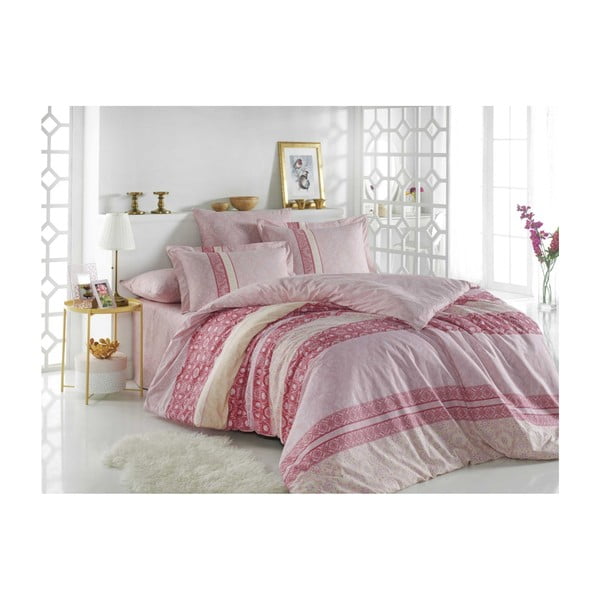 Bombažno posteljno perilo za eno osebo Emma Pink, 160 x 220 cm