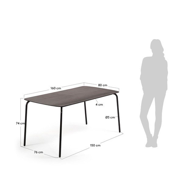 Črna miza La Forma Tramp, 160 x 80 cm-image-4