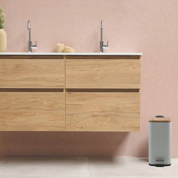 Bel jeklen koš za smeti s pedalom 5 l Erik – Spirella-image-1