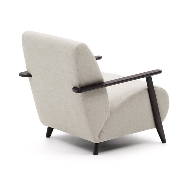 Bež/kremno bel fotelj iz šenilje Meghan – Kave Home-image-3