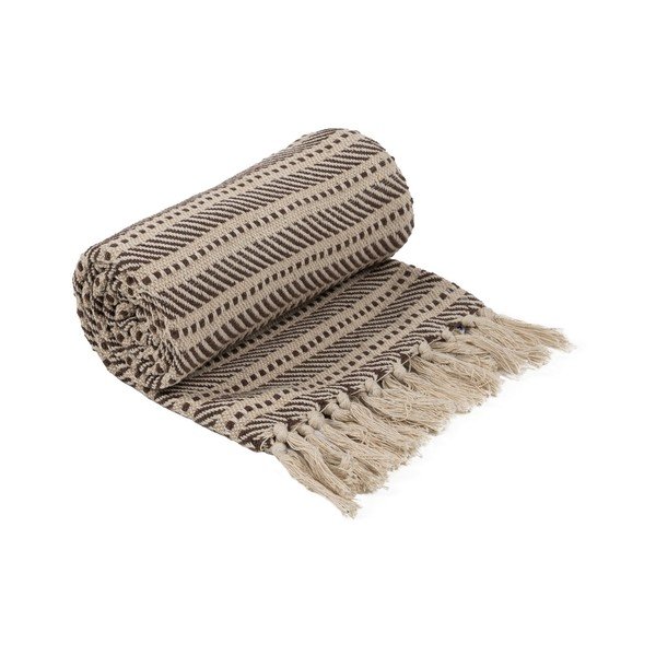 Rjava/bež odeja iz mešanice recikliranih vlaken 125x150 cm – Ixia