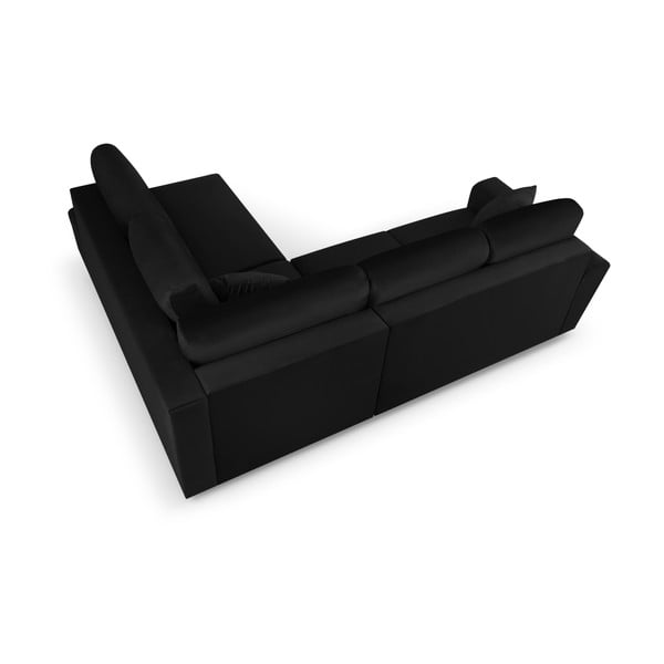 Črna žametna raztegljiva kotna sedežna garnitura s prostorom za shranjevanje (desni kot/v obliki črke L) Kyoto – Cosmopolitan Design-image-4