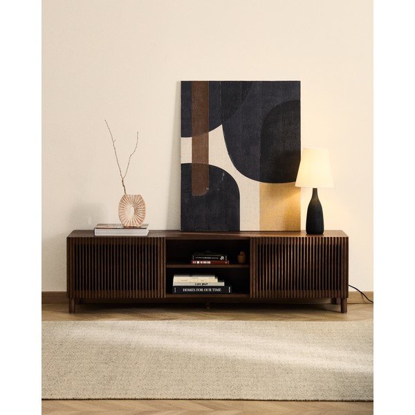 Temno rjava TV omarica v orehovem dekorju 180x49,5x42,5 cm Beyla – Kave Home-image-1