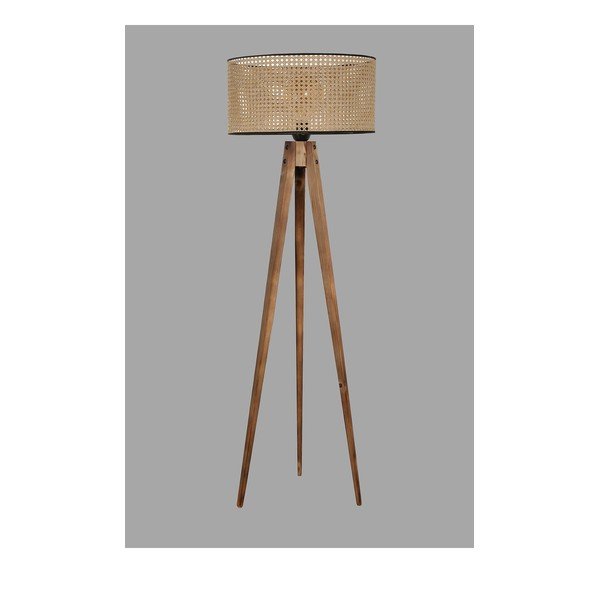 Rjava stoječa svetilka s tekstilnim senčilom (višina 153 cm) Tripod – Opviq lights-image-1