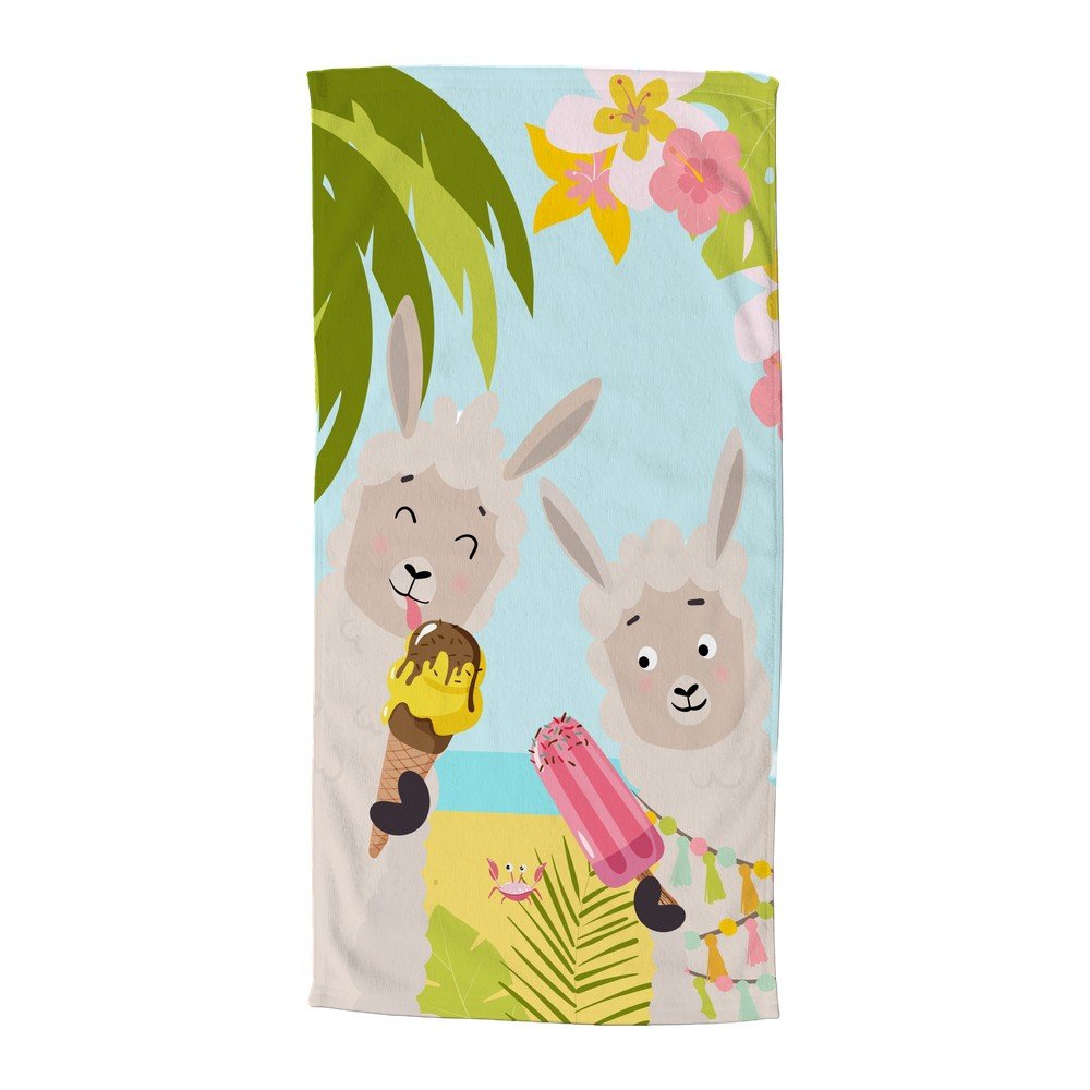 Otroška žametna brisača za na plažo 75x150 cm Happy lamas