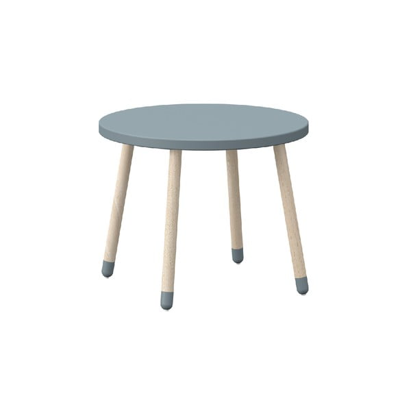 Modra otroška miza z nogami iz jesenovega lesa Flexa Dots, ø 60 cm