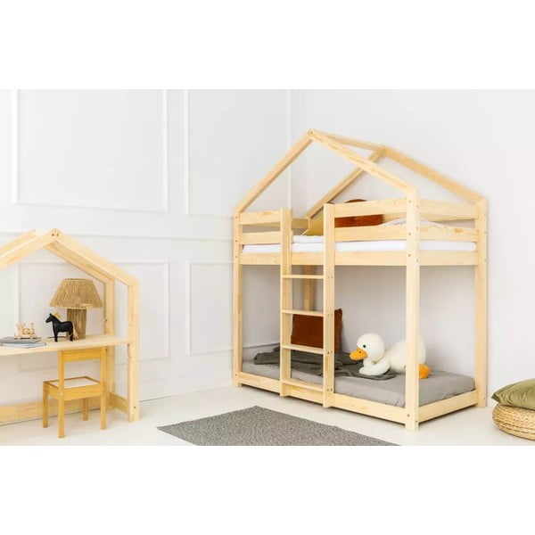 Otroška postelja v obliki hiške/pograd z letvenim dnom 90x180 cm v naravni barvi DMPN – Adeko-image-1