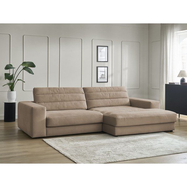 Sivorjava žametna kotna sedežna garnitura (desni kot/z ležalnikom) Sierra – Bobochic Paris-image-1