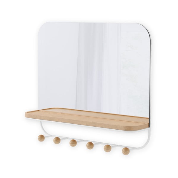Beli stenski obešalnik iz bukovega lesa s polico Estique - Umbra-image-3