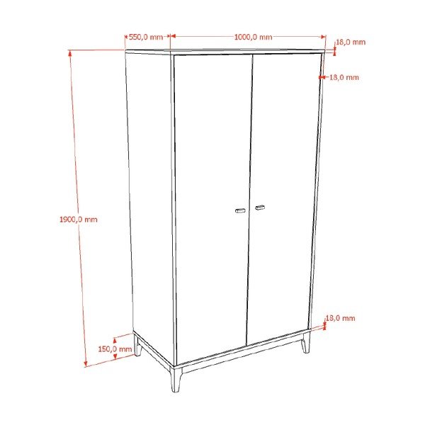 Garderobna omara v orehovem dekorju v temni naravni barvi 100x190,5x55 cm Ilyas – Vipack-image-2