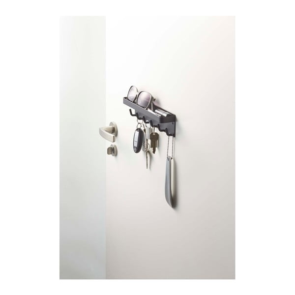 Črn stenski obešalnik za ključe s košarico YAMAZAKI Smart-image-4