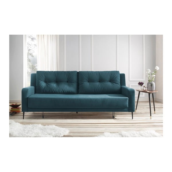 Modra raztegljiva kavč postelja Bobochic Paris Bergen