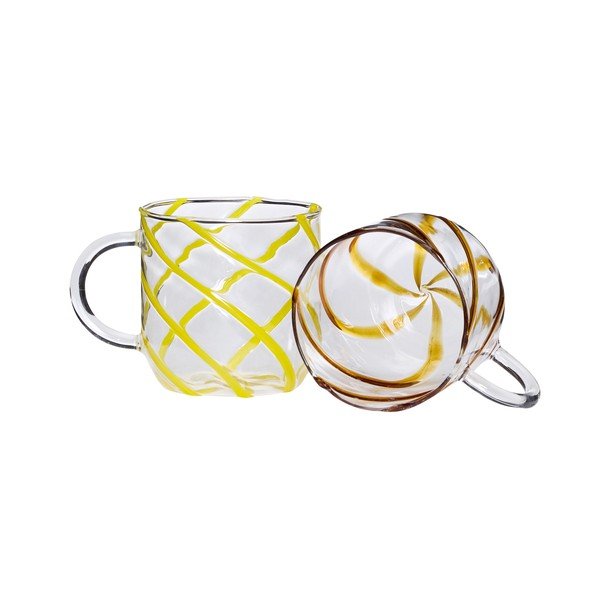 Rumene skodelice v kompletu 2 ks iz borosilikatnega stekla 450 ml Kiosk – Hübsch-image-3