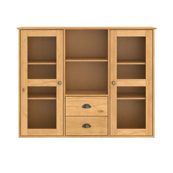 Vitrina iz masivnega bora v svetli naravni barvi 127x100x30 cm Edith – Støraa