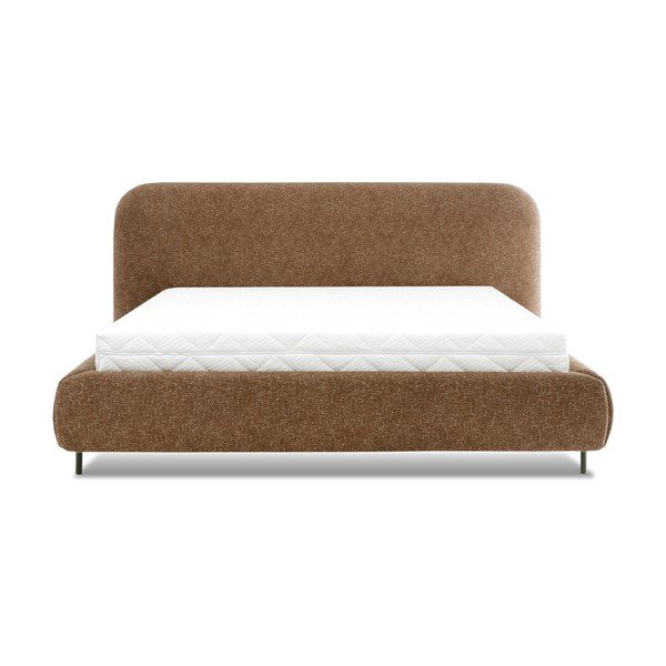 Oker rumena oblazinjena zakonska postelja s prostorom za shranjevanje in z letvenim dnom 140x200 cm Pointt – ELTAP-image-3