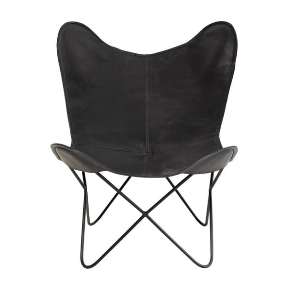 Črn usnjeni fotelj sømcasa Farfalla-image-2